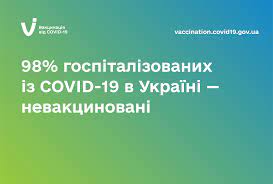 За останні три місяці 98.1% госпіталізованих із COVID-19 в Україні — невакциновані