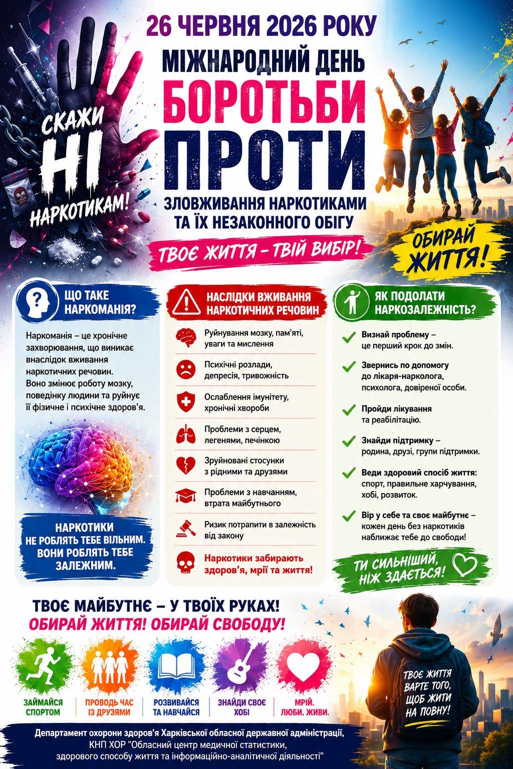 26 червня — Міжнародний день боротьби зі зловживанням наркотиками й їхнім незаконним обігом